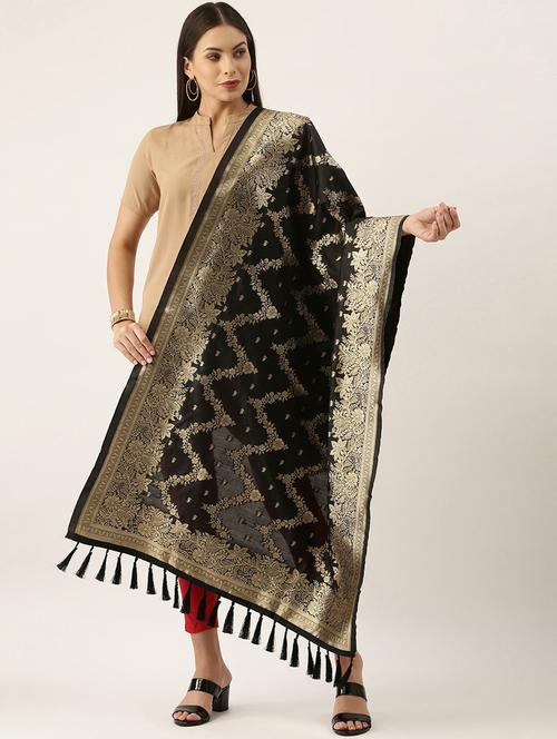 black art silk banarasi dupatta - 18430492 - Standard Image - 1