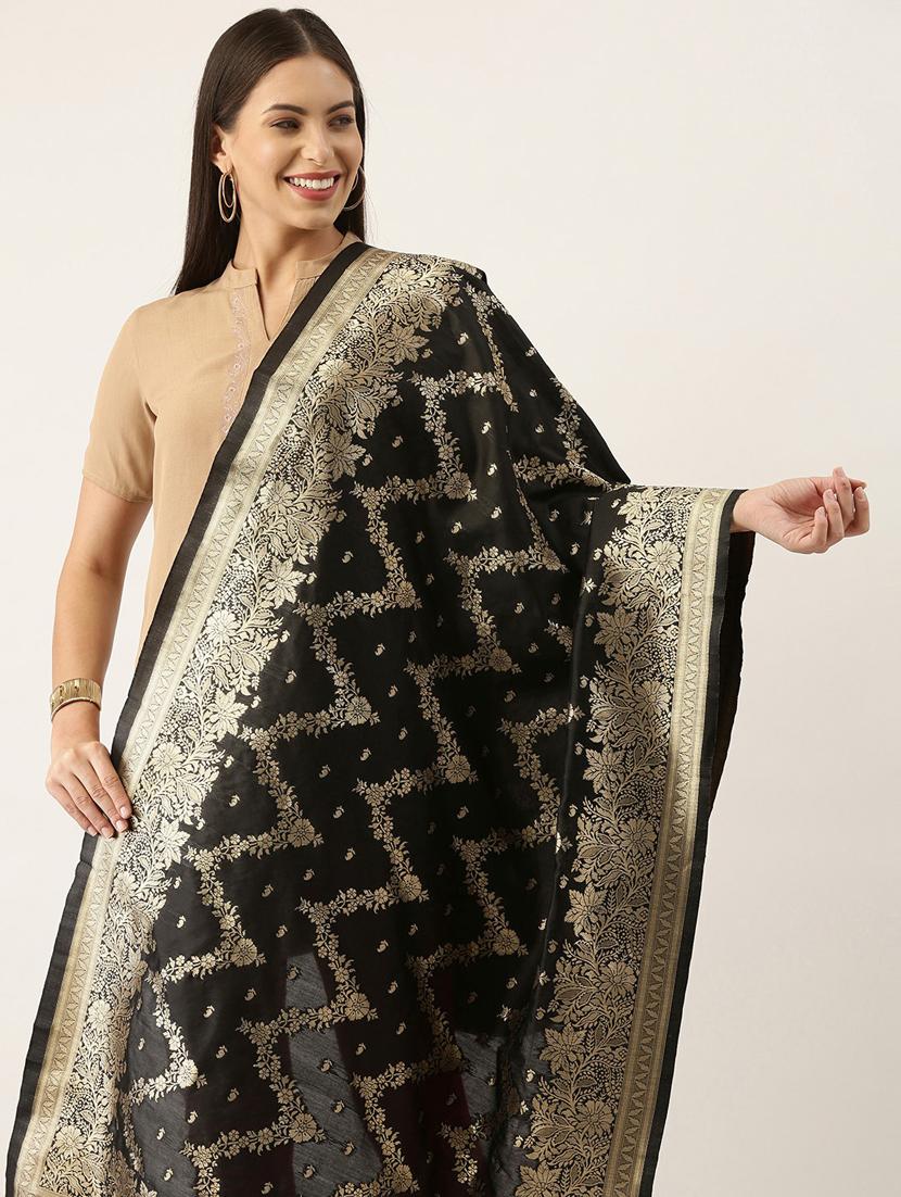 black art silk banarasi dupatta - 18430492 - Zoom Image - 2