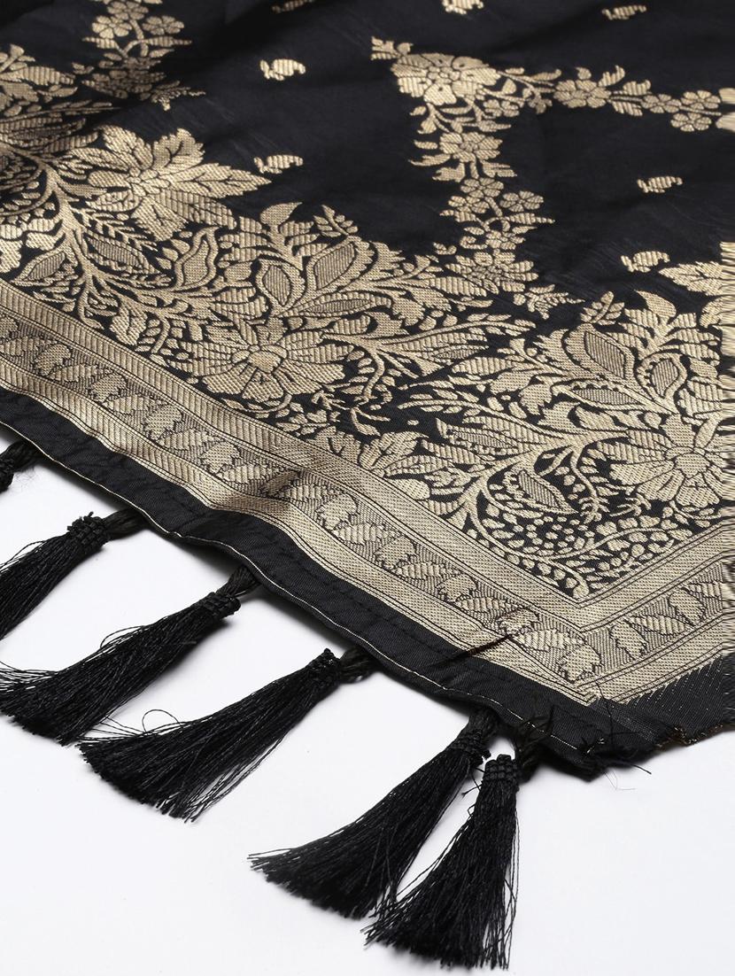 black art silk banarasi dupatta - 18430492 - Zoom Image - 3