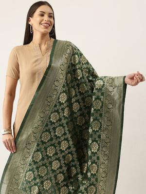 green art silk banarasi dupatta - 18430509 - Standard Image - 2
