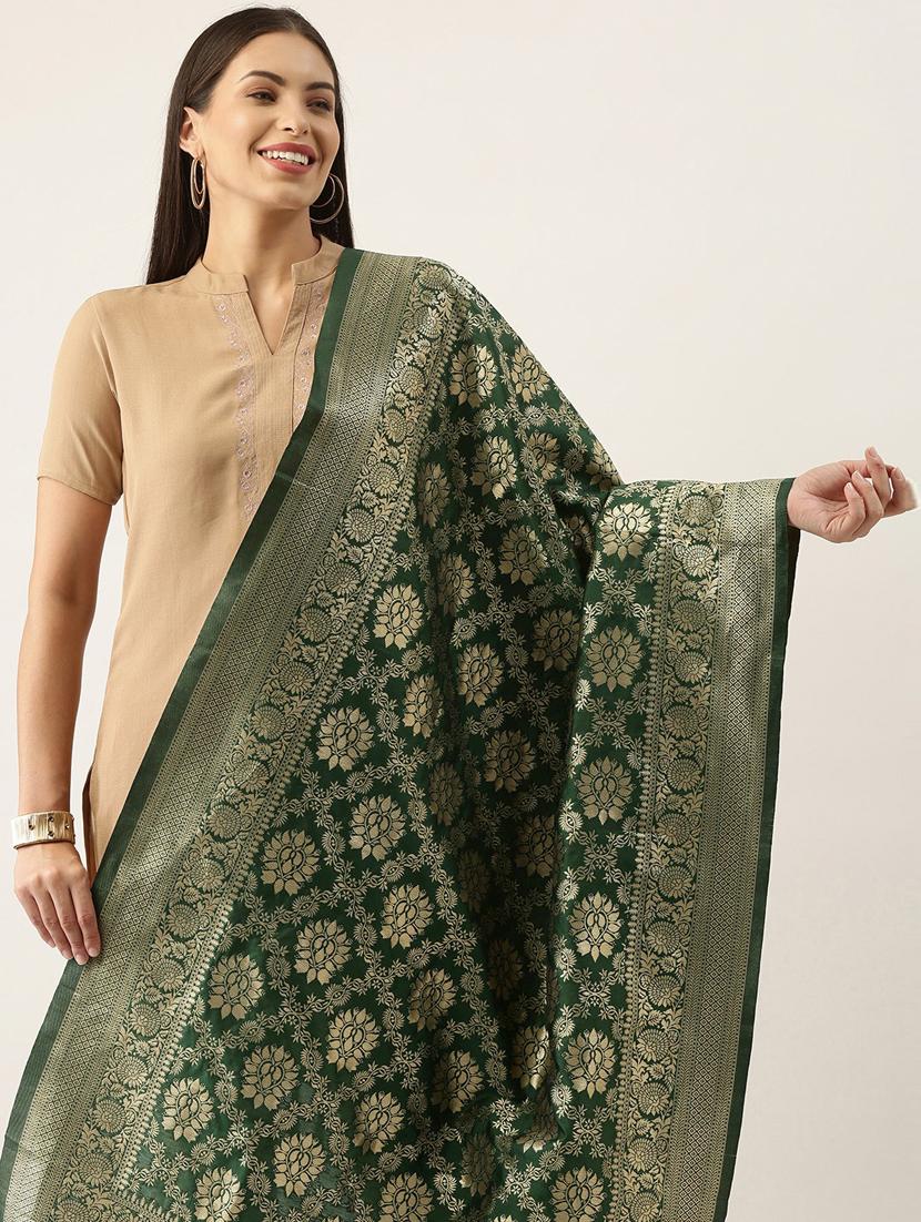 green art silk banarasi dupatta - 18430509 - Zoom Image - 2