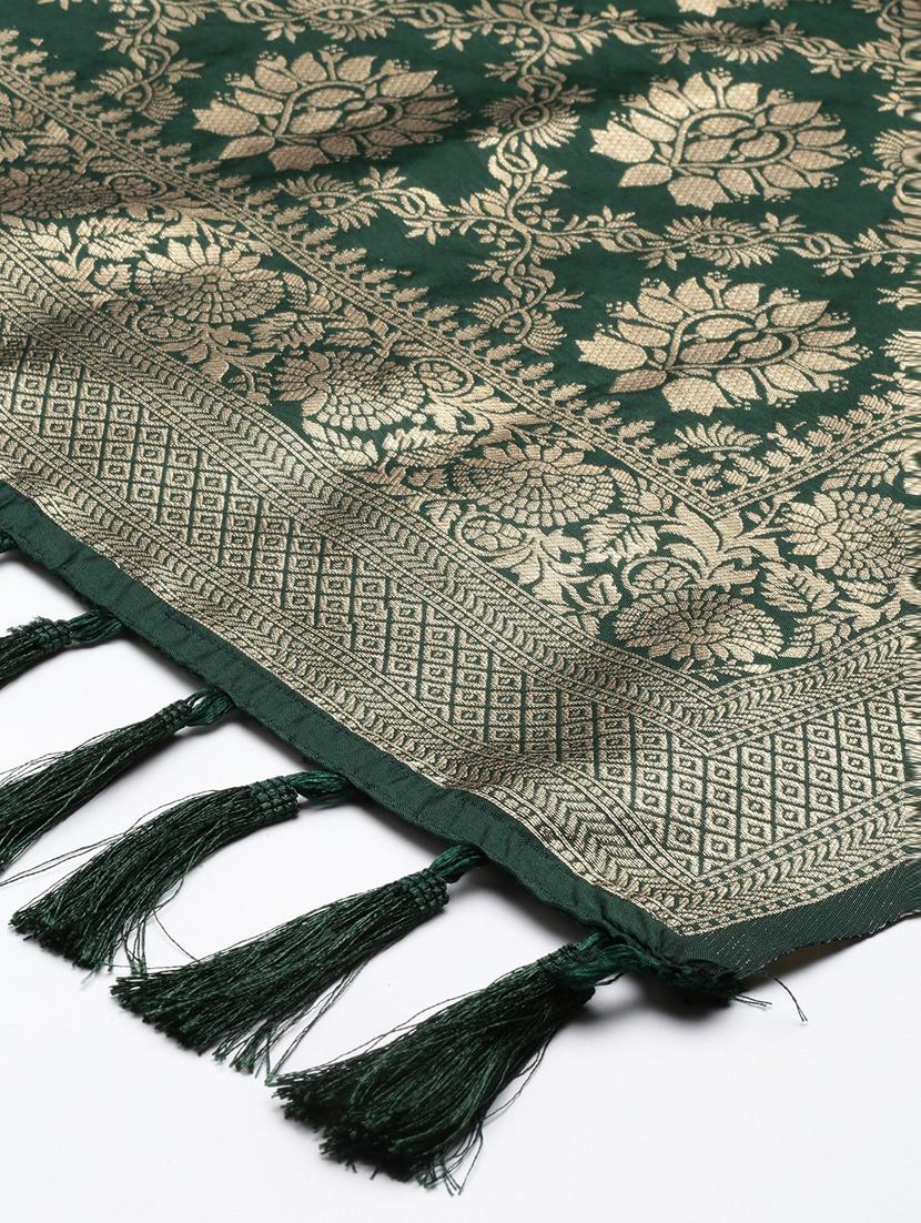 green art silk banarasi dupatta - 18430509 - Zoom Image - 3