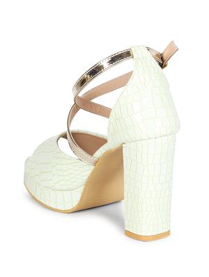 women white ankle strap printed sandal - 18430894 - Standard Image - 2
