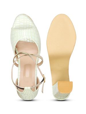 women white ankle strap printed sandal - 18430894 - Standard Image - 3