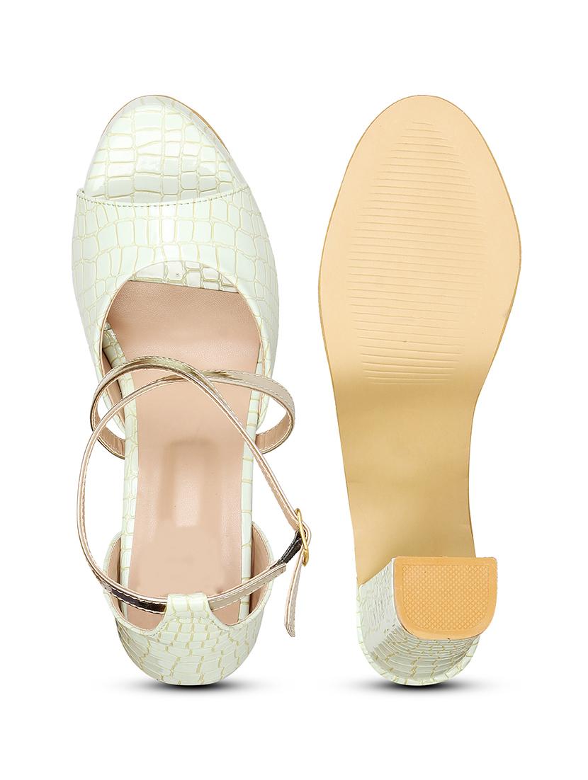 women white ankle strap printed sandal - 18430894 - Zoom Image - 3