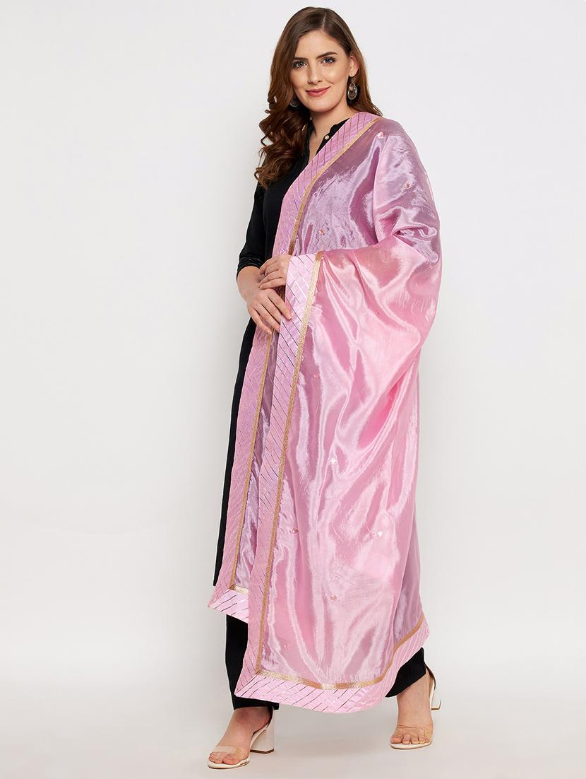 green silk blend printed dupatta - 18431149 - Zoom Image - 3