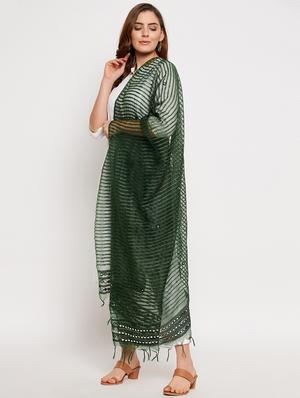 green silk blend embroidered dupatta - 18431154 - Standard Image - 2
