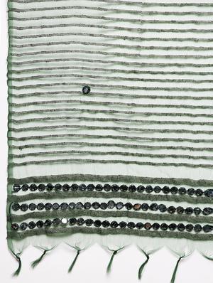 green silk blend embroidered dupatta - 18431154 - Standard Image - 5