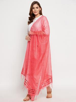 peach silk blend embroidered dupatta - 18431157 - Standard Image - 2