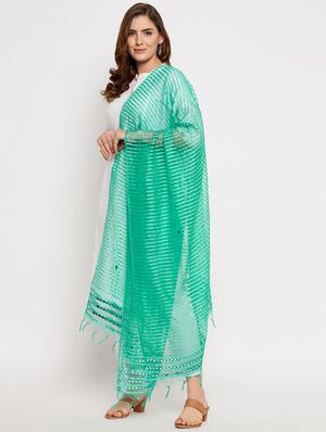 green silk blend embroidered dupatta - 18431164 - Standard Image - 2