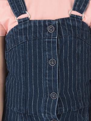 navy blue striped dungarees frock - 18431538 - Standard Image - 4
