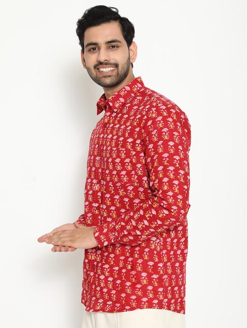 red printed casual shirt - 18431675 - Standard Image - 1
