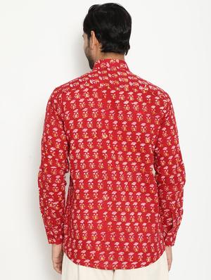 red printed casual shirt - 18431675 - Standard Image - 2
