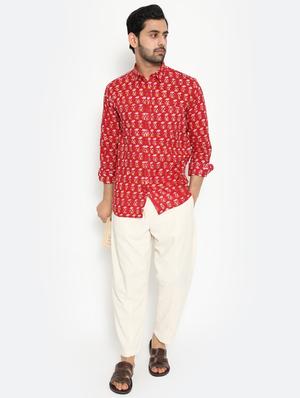 red printed casual shirt - 18431675 - Standard Image - 4