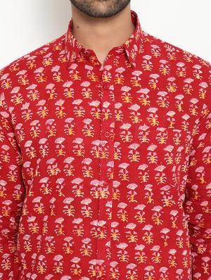 red printed casual shirt - 18431675 - Standard Image - 5