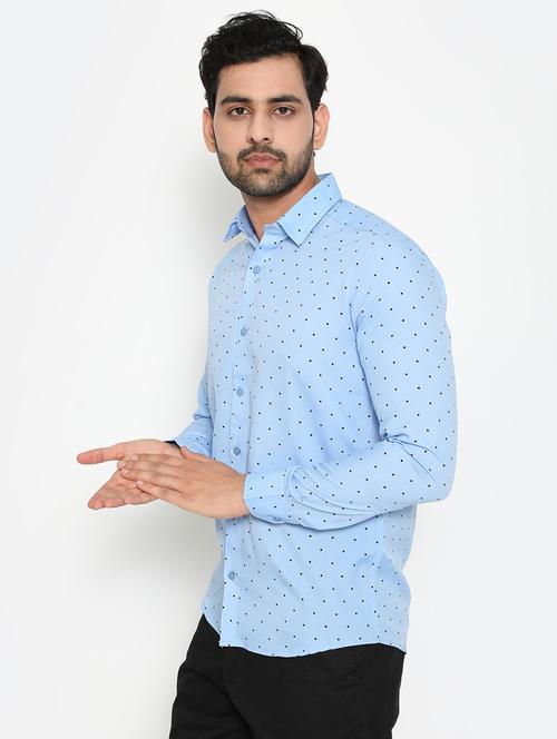 light blue polka printed casual shirt - 18431690 - Standard Image - 1