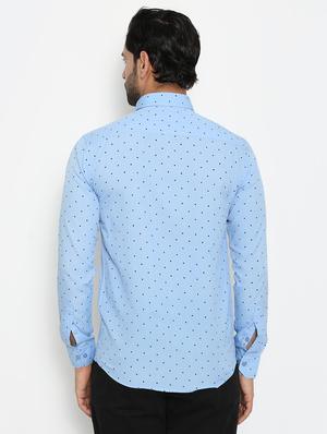 light blue polka printed casual shirt - 18431690 - Standard Image - 2