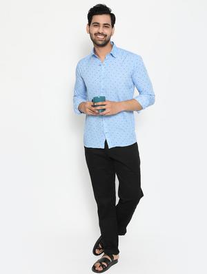 light blue polka printed casual shirt - 18431690 - Standard Image - 4