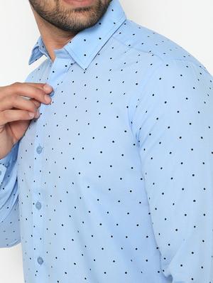 light blue polka printed casual shirt - 18431690 - Standard Image - 5