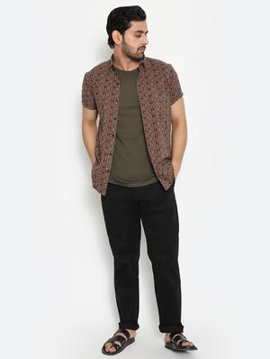 green printed casual shirt - 18431714 - Standard Image - 4