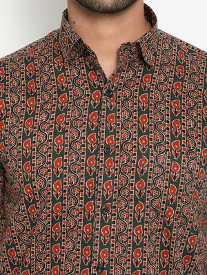 green printed casual shirt - 18431714 - Standard Image - 5