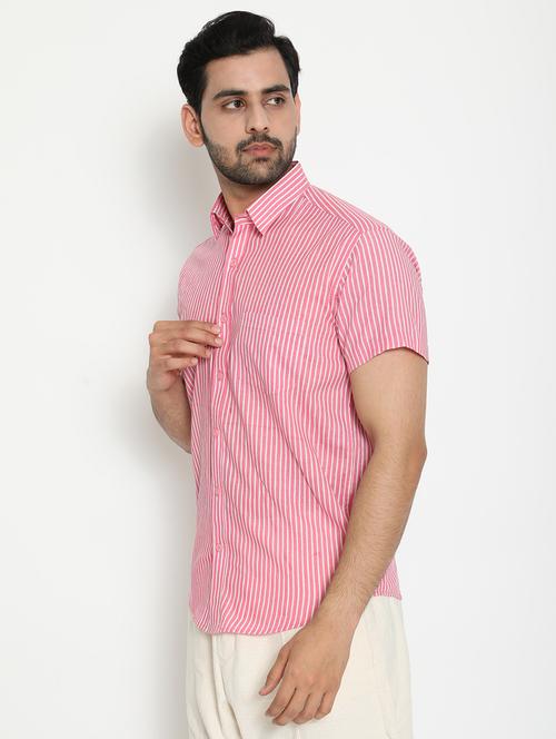 pink striped casual shirt - 18431719 - Standard Image - 1