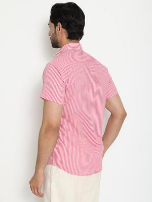 pink striped casual shirt - 18431719 - Standard Image - 2