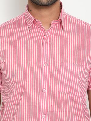 pink striped casual shirt - 18431719 - Standard Image - 5