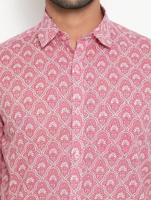pink printed casual shirt - 18431720 - Standard Image - 5