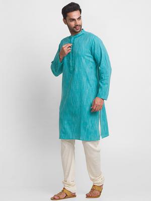 turquoise melange kurta - 18431917 - Standard Image - 2