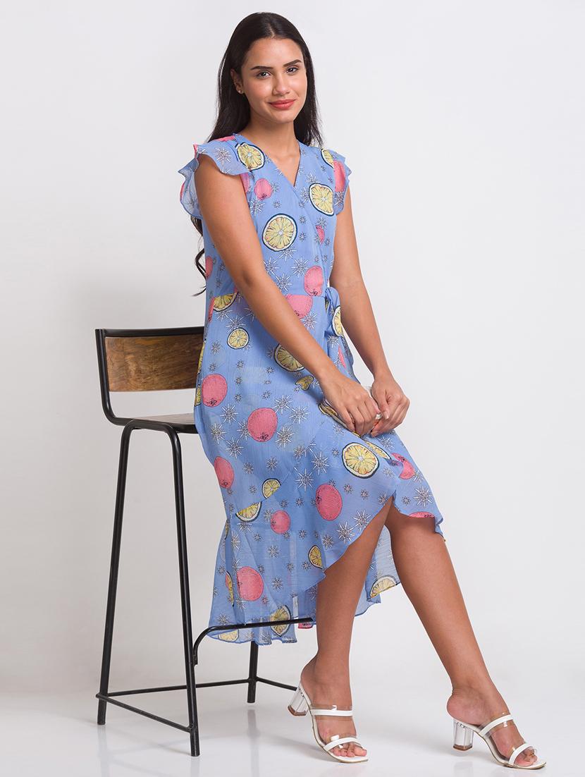 tie front quirky printed wrap dress - 18431990 - Zoom Image - 4
