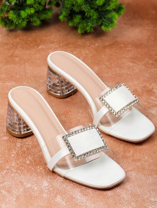 white patent leather slip on sandals - 18432205 - Standard Image - 1