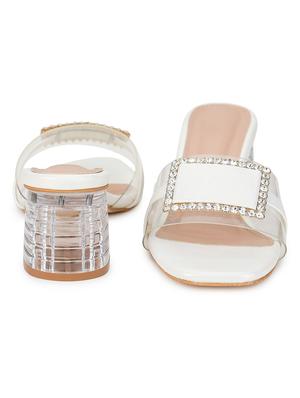 white patent leather slip on sandals - 18432205 - Standard Image - 3