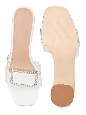 white patent leather slip on sandals - 18432205 - Standard Image - 4