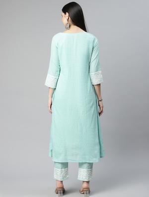 light blue kurta pant set - 18433605 - Standard Image - 4