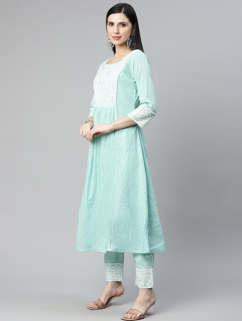 light blue kurta pant set - 18433605 - Zoom Image - 2