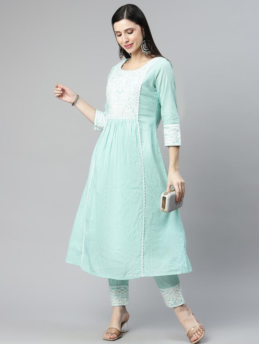 light blue kurta pant set - 18433605 - Zoom Image - 3