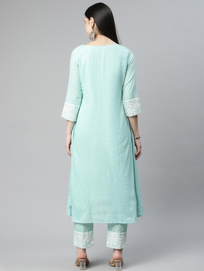 light blue kurta pant set - 18433605 - Zoom Image - 4