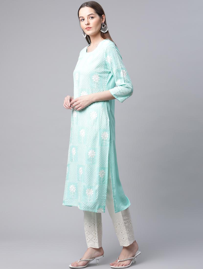 light blue kurta pant set - 18433632 - Zoom Image - 2