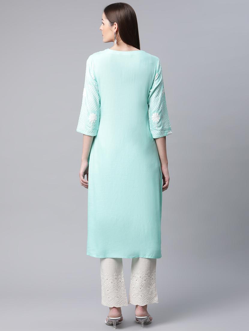 light blue kurta pant set - 18433632 - Zoom Image - 3