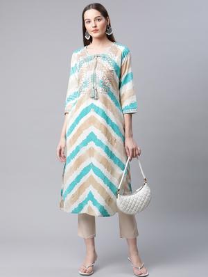chevron kurta pant set - 18433639 - Standard Image - 4
