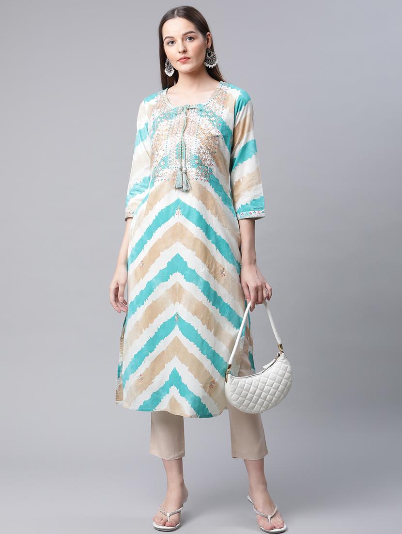 chevron kurta pant set - 18433639 - Zoom Image - 4