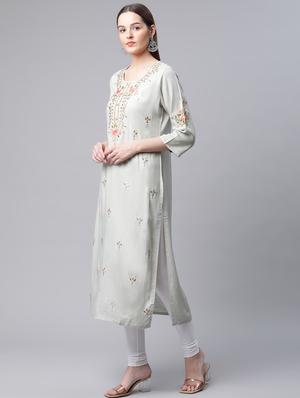embroidered kurta set - 18433648 - Standard Image - 3