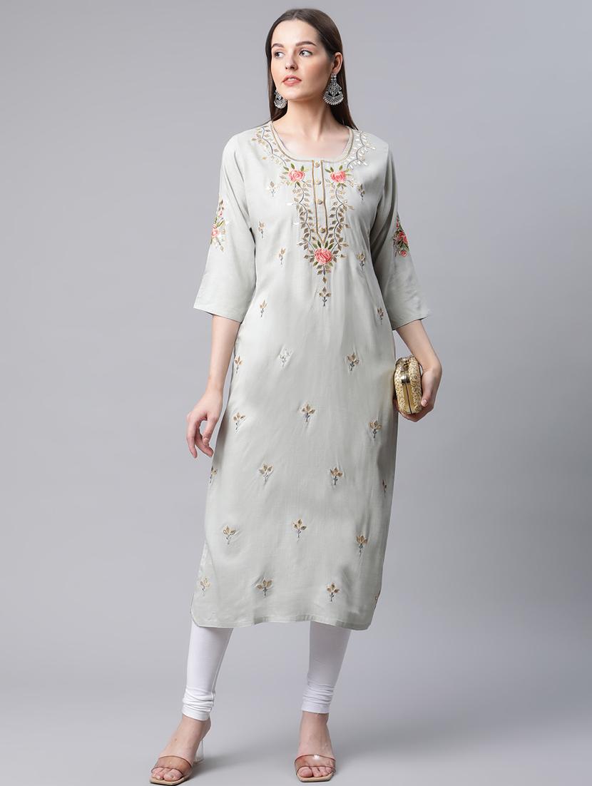 embroidered kurta set - 18433648 - Zoom Image - 2