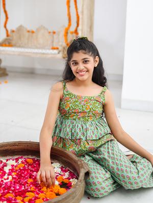 girls green printed full length sets - 18434552 - Standard Image - 4