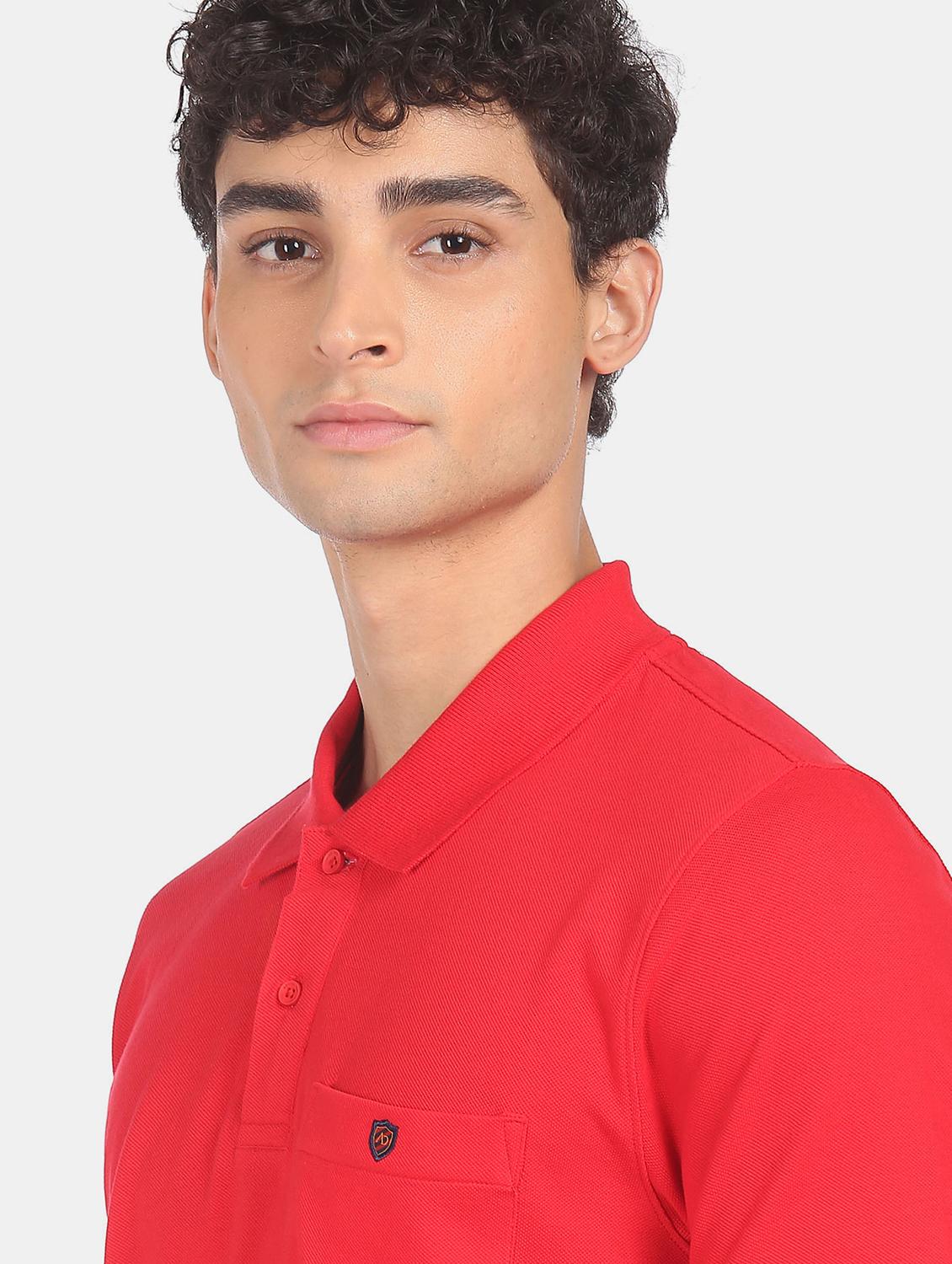 red solid polo t-shirt - 18434827 - Zoom Image - 2