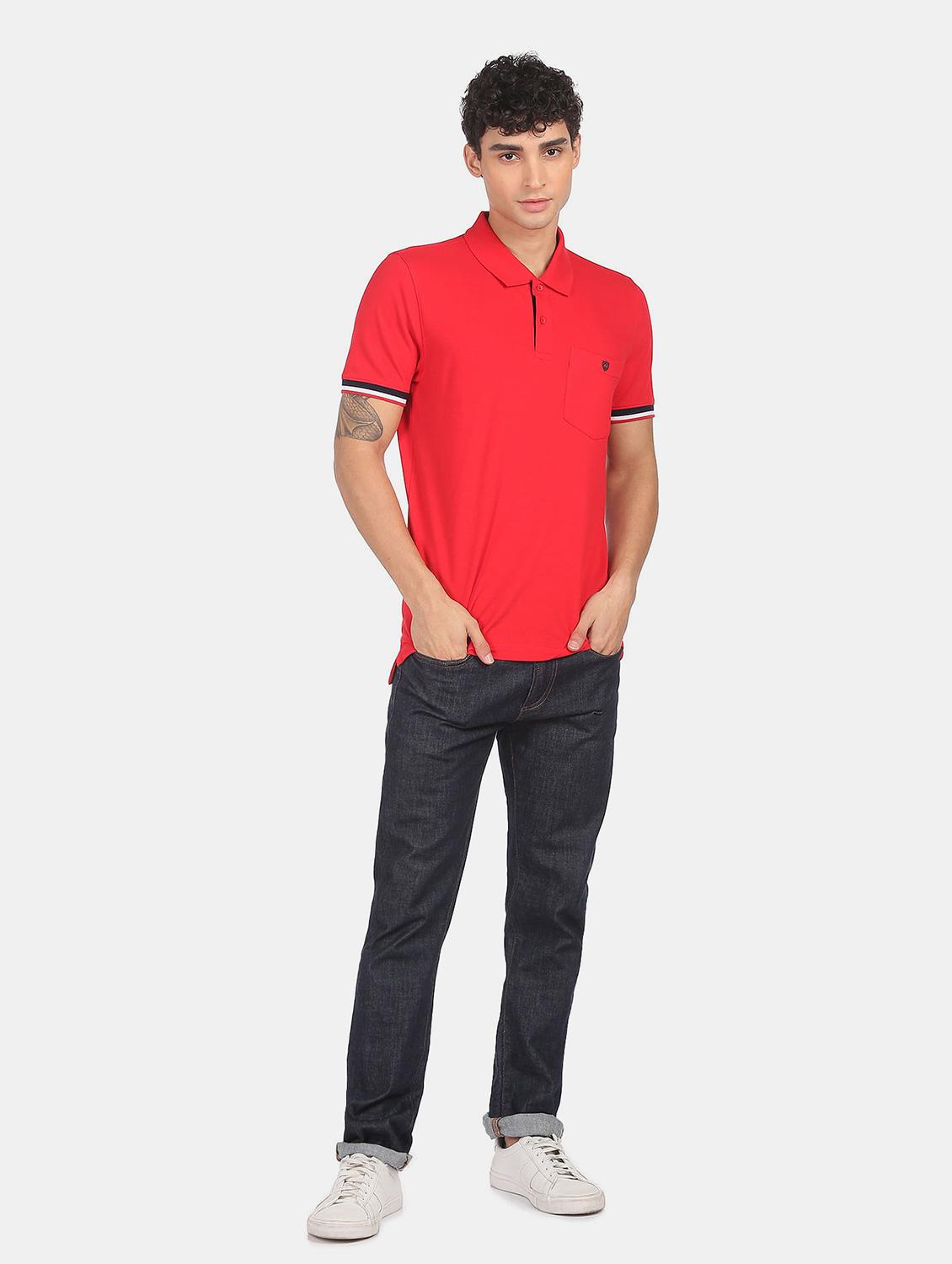 red solid polo t-shirt - 18434827 - Zoom Image - 6