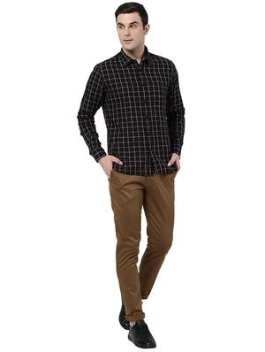 brown solid casual trouser - 18434875 - Standard Image - 3