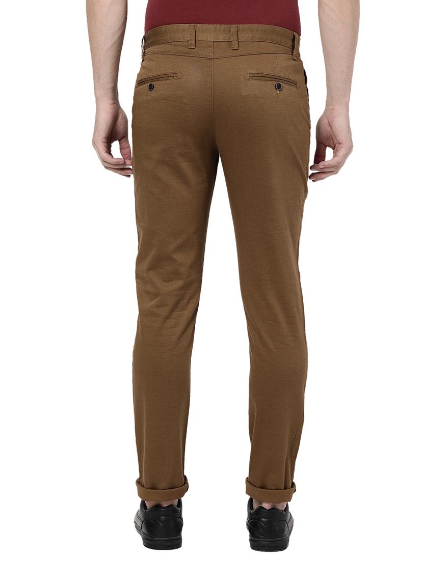 brown solid casual trouser - 18434875 - Zoom Image - 2