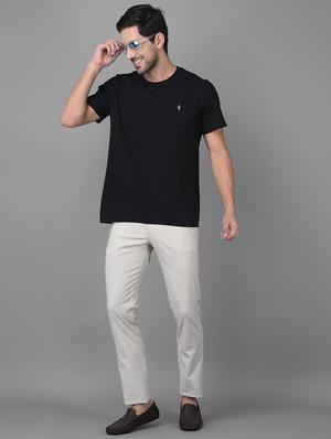 beige solid casual trouser - 18434958 - Standard Image - 4